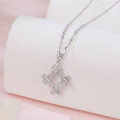 wholesale 925 Sterling Silver Elegant Zircon Necklace With Geometric Pendant And Delicate Silver Chain-0-4