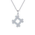 wholesale 925 Sterling Silver Elegant Zircon Necklace With Geometric Pendant And Delicate Silver Chain-0-0