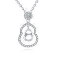 wholesale 925 Sterling Silver Zircon-encrusted Gourd Pendant Necklace: Fusion Of Elegance And Cultural Symbolism-0-1
