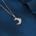 wholesale 925 Sterling Silver Silver Crescent Moon And Star Zircon Pendant Necklace-0-4