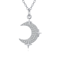 wholesale 925 Sterling Silver Silver Crescent Moon And Star Zircon Pendant Necklace-0-5