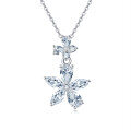 wholesale 925 Sterling Silver Elegant Zircon Double Bloom Flower Necklace-0-0