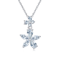 wholesale 925 Sterling Silver Elegant Zircon Double Bloom Flower Necklace-0-5