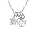 wholesale 925 Sterling Silver Elegant Silver Flower Necklace With Zircon Accents-0-1
