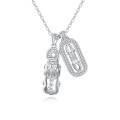 wholesale 925 Sterling Silver **title:** Elegant Scarab & Oval Zircon Pendant Necklace-0-1