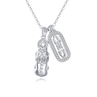 wholesale 925 Sterling Silver **title:** Elegant Scarab & Oval Zircon Pendant Necklace-undefined