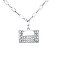 wholesale 925 Sterling Silver Elegant Rectangular Zircon Encrusted Pendant Necklace With Silver Chain-