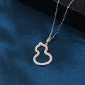 wholesale 925 Sterling Silver Elegant Silver Zircon Heart-shaped Pendant Necklace With Wavy Design-0-1