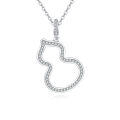 wholesale 925 Sterling Silver Elegant Silver Zircon Heart-shaped Pendant Necklace With Wavy Design-0-0