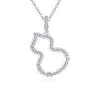 wholesale 925 Sterling Silver Elegant Silver Zircon Heart-shaped Pendant Necklace With Wavy Design-undefined