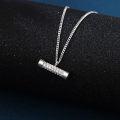 wholesale 925 Sterling Silver Elegant Zircon-studded Rectangular Pendant Necklace On Silver Chain-0-4