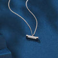 wholesale 925 Sterling Silver Elegant Zircon-studded Rectangular Pendant Necklace On Silver Chain-0-1