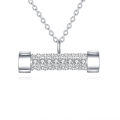 wholesale 925 Sterling Silver Elegant Zircon-studded Rectangular Pendant Necklace On Silver Chain-0-0