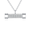 wholesale 925 Sterling Silver Elegant Zircon-studded Rectangular Pendant Necklace On Silver Chain-0-5