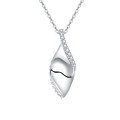wholesale 925 Sterling Silver Elegant Teardrop Zircon Necklace With Modern Wavy Design And Sparkling Accents-0-0