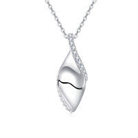 wholesale 925 Sterling Silver Elegant Teardrop Zircon Necklace With Modern Wavy Design And Sparkling Accents-undefined