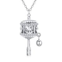 wholesale 925 Sterling Silver Sterling Silver Carousel Pendant Necklace With Crystal Accents And Charm Bell-undefined