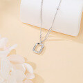 wholesale 925 Sterling Silver Elegant Silver Chain Necklace With Textured Rectangular Pendant-0-3
