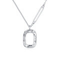 wholesale 925 Sterling Silver Elegant Silver Chain Necklace With Textured Rectangular Pendant-0-0