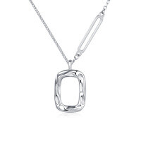wholesale 925 Sterling Silver Elegant Silver Chain Necklace With Textured Rectangular Pendant-