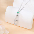 wholesale 925 Sterling Silver Emerald & Zircon Scroll Pendant Necklace In Sterling Silver-0-4