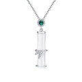 wholesale 925 Sterling Silver Emerald & Zircon Scroll Pendant Necklace In Sterling Silver-0-0