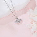wholesale 925 Sterling Silver Elegant Zircon Fan-shaped Pendant Necklace-0-4