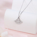 wholesale 925 Sterling Silver Elegant Zircon Fan-shaped Pendant Necklace-0-3