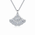 wholesale 925 Sterling Silver Elegant Zircon Fan-shaped Pendant Necklace-0-0