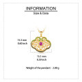 wholesale 925 Sterling Silver Elegant Gold Filigree Enamel Pendant Necklace With Pink Gemstone-0-2
