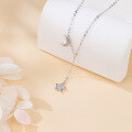 wholesale 925 Sterling Silver Elegant Silver Moon And Star Pendant Necklace With Sparkling Gems-0-4