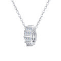 wholesale 925 Sterling Silver Elegant Baguette Zircon Rectangular Pendant Necklace In Plated with White Gold-0-0