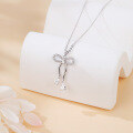 wholesale 925 Sterling Silver Elegant Zircon Bow Pendant Necklace In Sterling Silver With Teardrop Accents-0-4