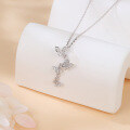 wholesale 925 Sterling Silver Elegant Zircon Butterfly Pendant Necklace In Sterling Silver-0-3