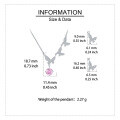 wholesale 925 Sterling Silver Elegant Triple Butterfly Necklace With Pink Gemstone And Zircon Accents-0-2