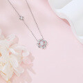 wholesale 925 Sterling Silver Elegant Zircon Clover Necklace With Delicate Chain: Timeless Charm Meets Modern Elegance-0-4