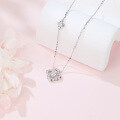 wholesale 925 Sterling Silver Elegant Zircon Clover Necklace With Delicate Chain: Timeless Charm Meets Modern Elegance-0-3