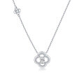 wholesale 925 Sterling Silver Elegant Zircon Clover Necklace With Delicate Chain: Timeless Charm Meets Modern Elegance-0-0