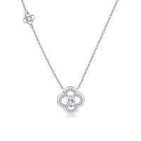 wholesale 925 Sterling Silver Elegant Zircon Clover Necklace With Delicate Chain: Timeless Charm Meets Modern Elegance-