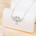 wholesale 925 Sterling Silver Elegant Zircon-studded Swan Heart Necklace With Teardrop Pendant-0-4