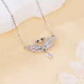 wholesale 925 Sterling Silver Elegant Zircon-studded Swan Heart Necklace With Teardrop Pendant-0-3