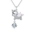 wholesale 925 Sterling Silver Enchanted Unicorn Wing Pendant Necklace With Moissanite Accents-0-0
