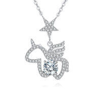 wholesale 925 Sterling Silver Stellar Elegance: Moissanite-studded Star Wing Pendant Necklace-
