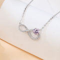 wholesale 925 Sterling Silver Elegant Infinity Moissanite Necklace With Purple Gemstone Pendant-0-4