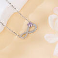 wholesale 925 Sterling Silver Elegant Infinity Moissanite Necklace With Purple Gemstone Pendant-0-3