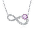 wholesale 925 Sterling Silver Elegant Infinity Moissanite Necklace With Purple Gemstone Pendant-0-0