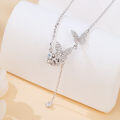 wholesale 925 Sterling Silver Elegant Moissanite-encrusted Butterfly Pendant Necklace With Timeless Charm-0-4