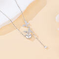 wholesale 925 Sterling Silver Elegant Moissanite-encrusted Butterfly Pendant Necklace With Timeless Charm-0-3