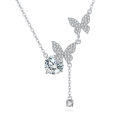wholesale 925 Sterling Silver Elegant Moissanite-encrusted Butterfly Pendant Necklace With Timeless Charm-0-0