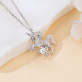 wholesale 925 Sterling Silver Elegant Silver Unicorn Pendant Necklace With Moissanite Accents-0-4